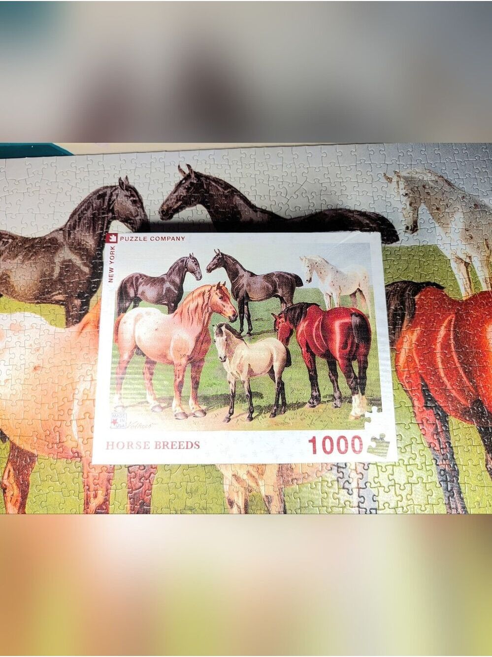 🧩ALL PUZZLES 2/$16🧩1000 Piece "Horse Breeds" Puzzle By New York Puzzle Co